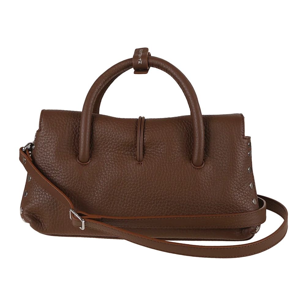 Zanellato Bruine Schoudertas met Stijlvolle Flap Brown Dames