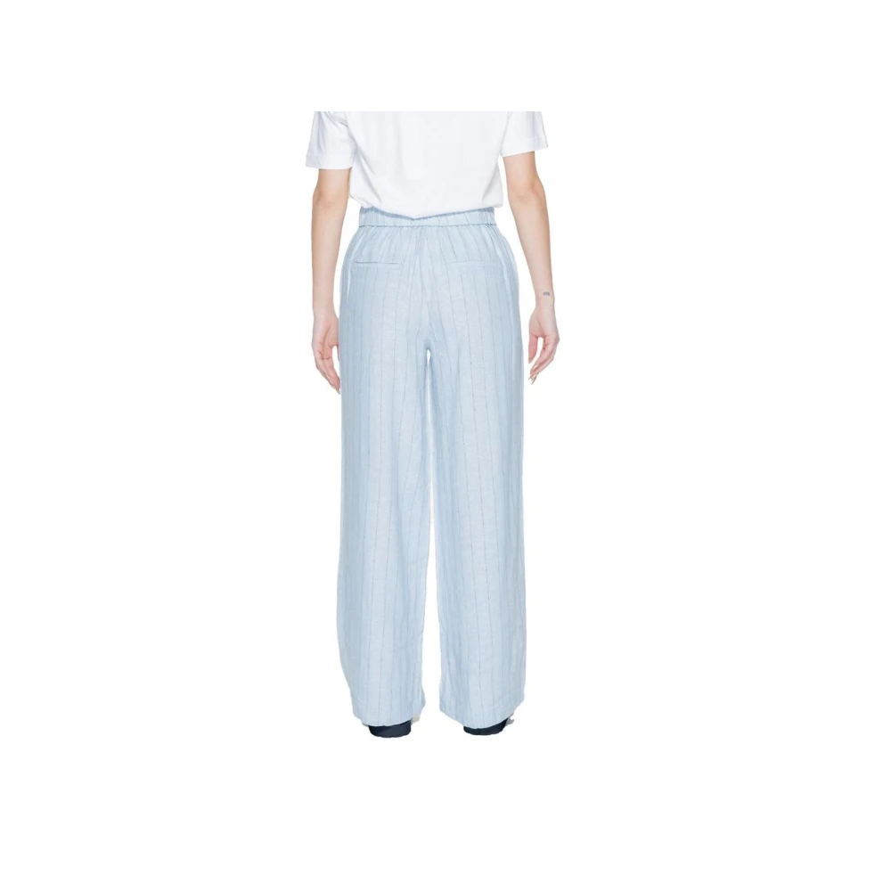 Vero Moda Blauwe Linnen Pinstripe Palazzo Broek Blue Dames