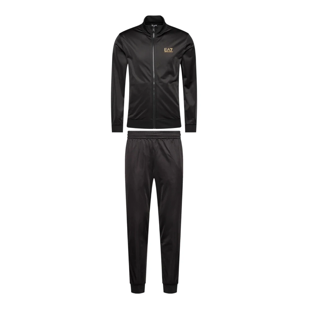 Emporio Armani Ea7 Black And Gold Technical Fabric Tracksuit - Male - Training - Black - Xl - Sport