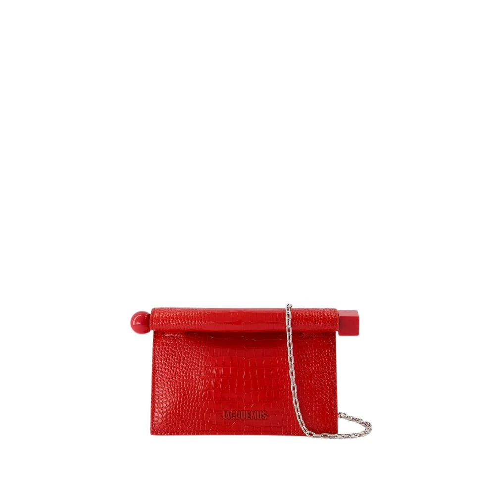 Jacquemus Rode Leren Ronde C Clutch Tas Red Dames