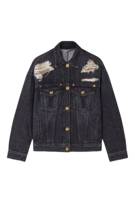 Svart Denim Blouson Jacka