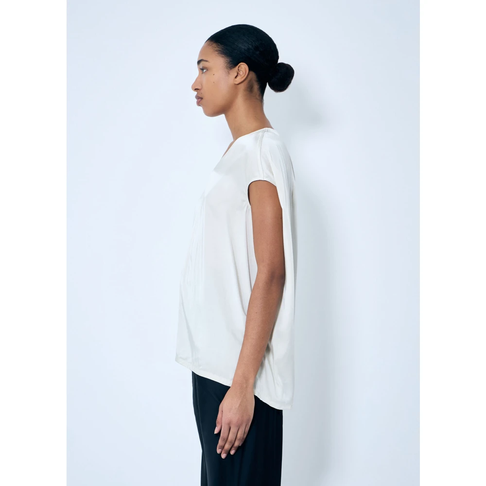 Rick Owens Satijnen Top met V-hals en Paneel Gray Dames