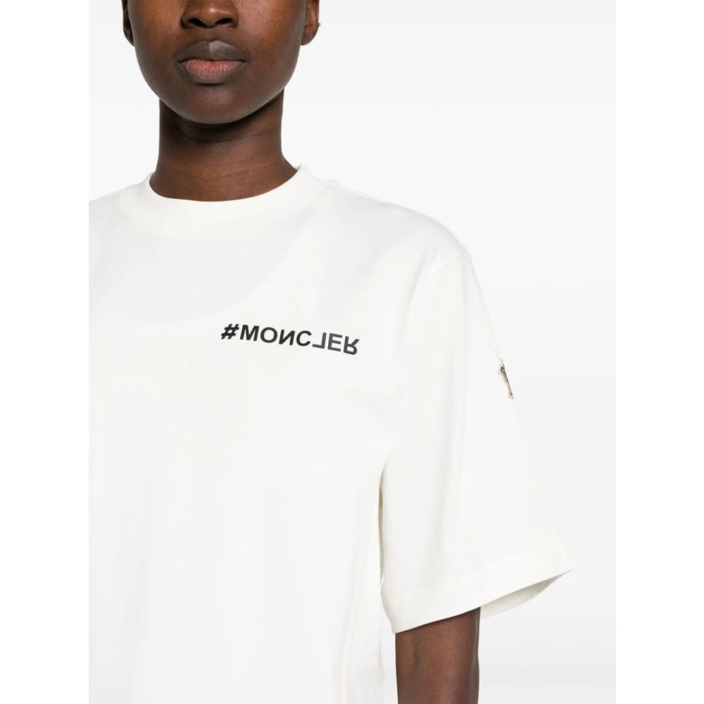 Moncler Wit Logo T-shirt Lichtgewicht Jersey White Dames