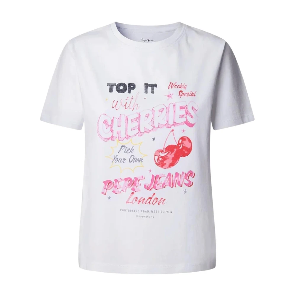 Pepe Jeans Women's White T-Shirts, L, T-Shirt