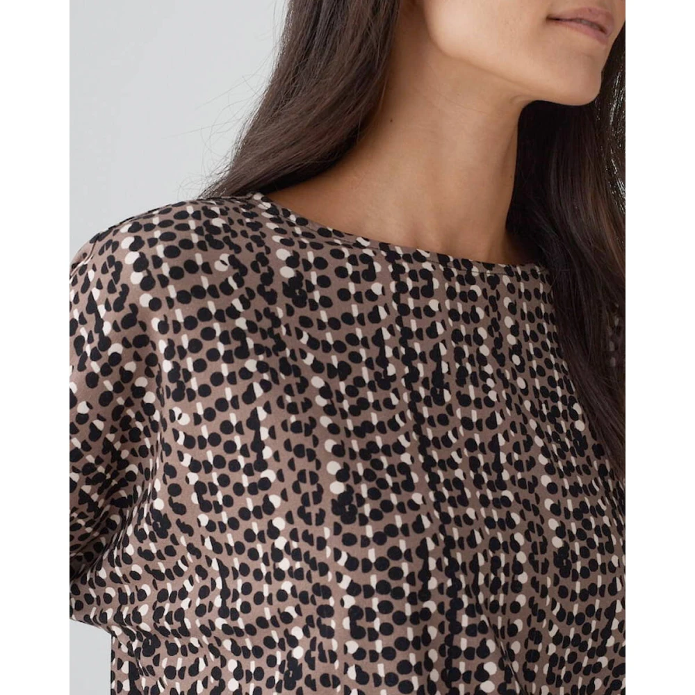 Opus Top met korte mouwen en Sebry Shine Beige Dames