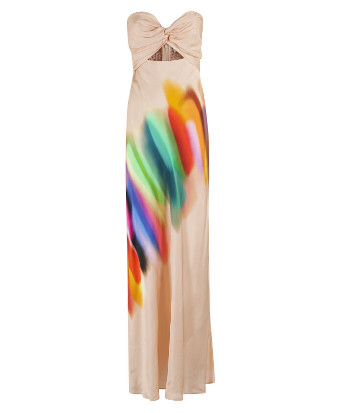 fersken-strapless-midi-kjole