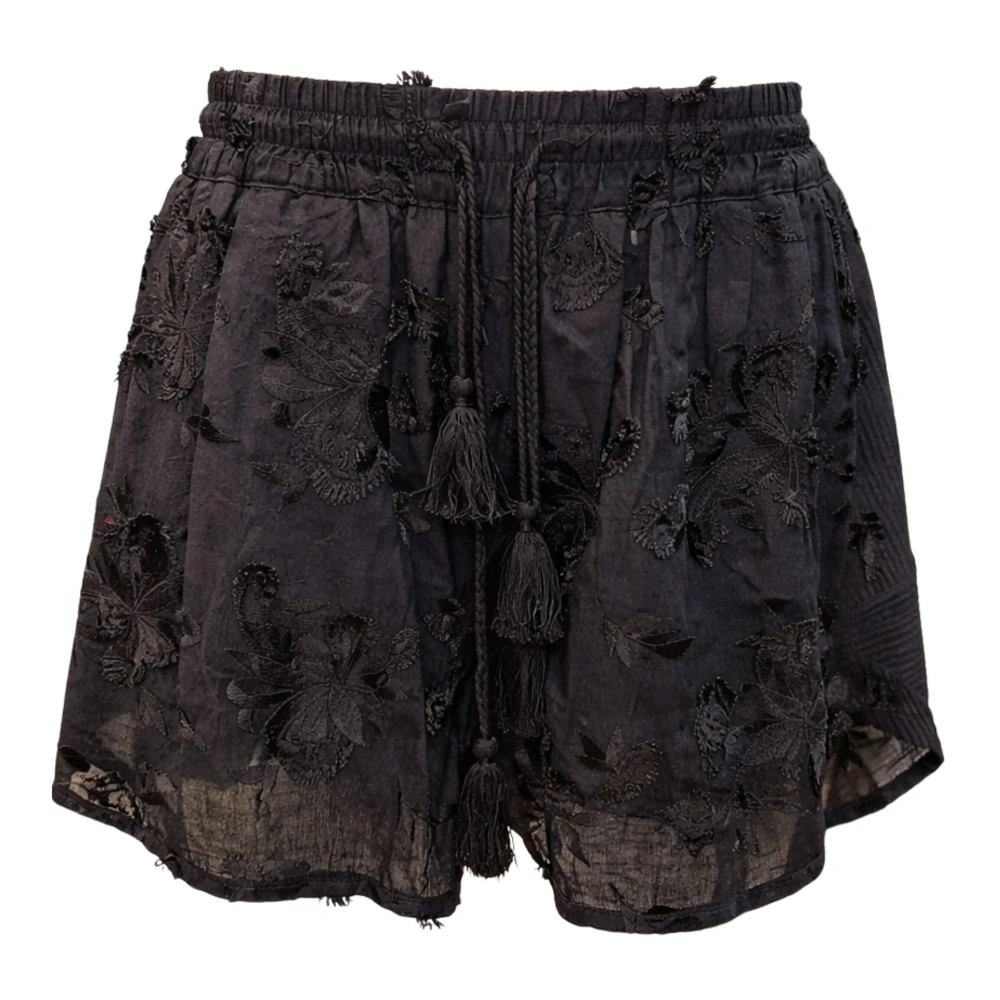 Weili Zheng Black Short Shorts, Female, S, Shorts In Mussola Ricamata