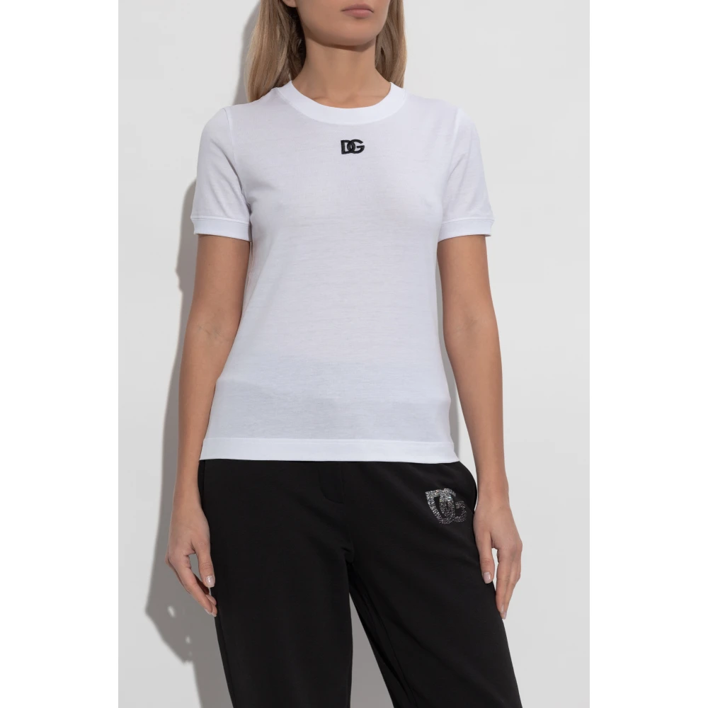 Dolce & Gabbana T-shirt met geborduurd logo White Dames