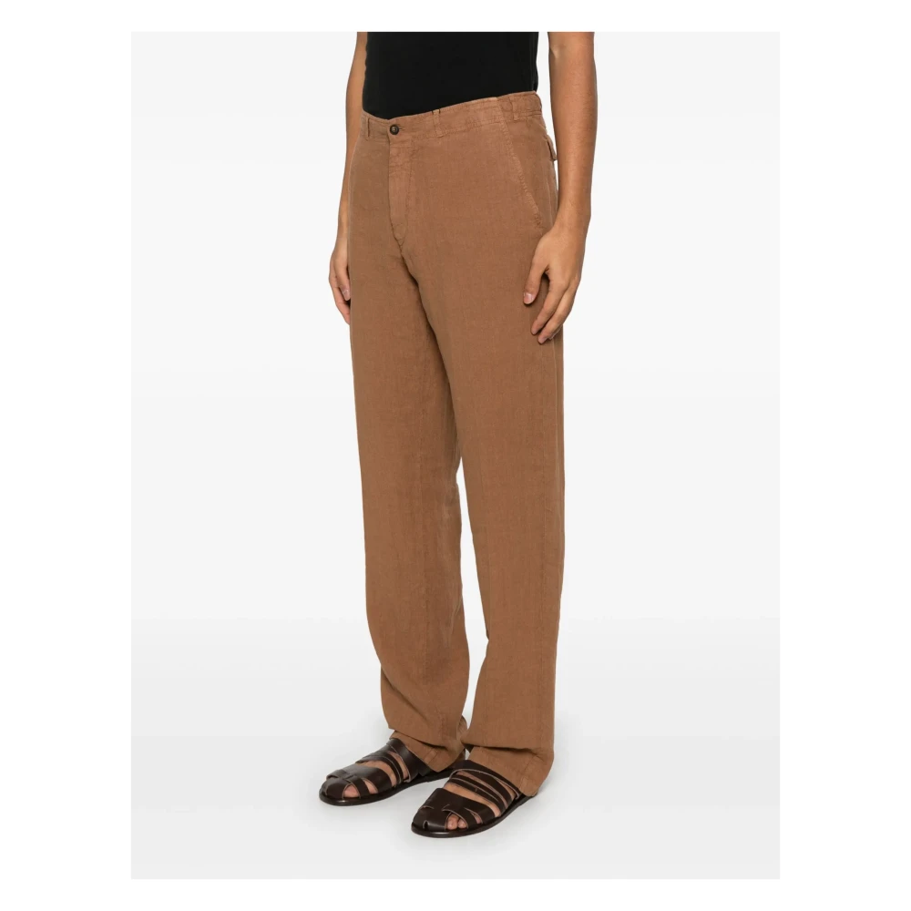 Corneliani Linnen broek met zij- en achterzakken Orange Heren