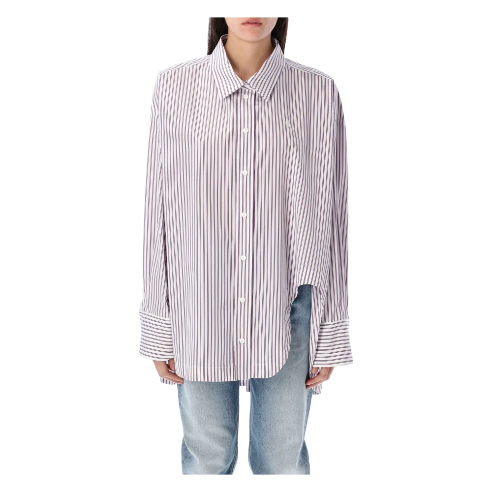 The Attico Gestreept Katoenen Shirt Paars Purple Dames