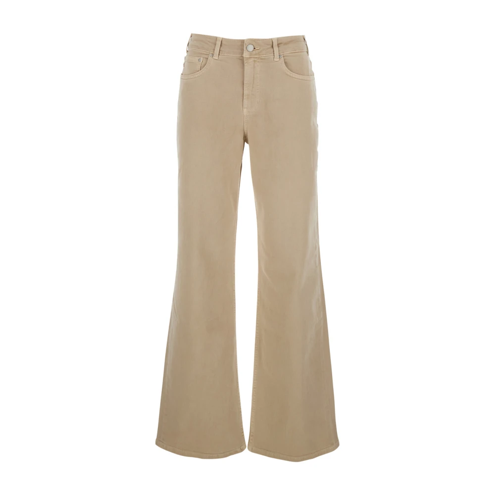 Adriano Goldschmied Beige Palazzo Jeans med Logo Patch Beige, Dam