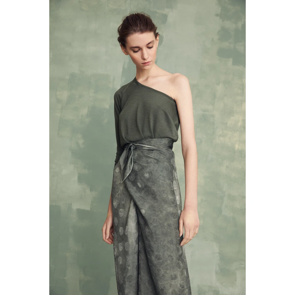 Cortana Zijden Jade Asymmetrische Top Green Dames