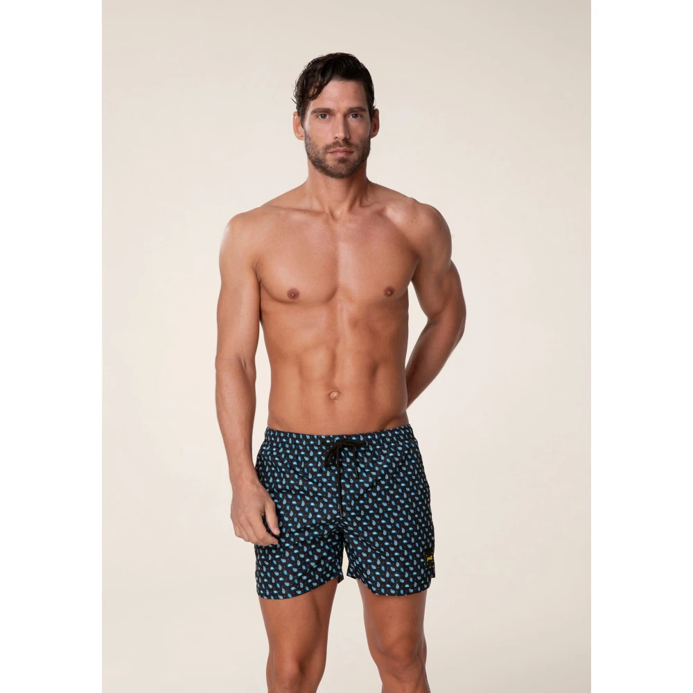 F**k Fantasie Stemming Micro Patroon Shorts Blue Heren