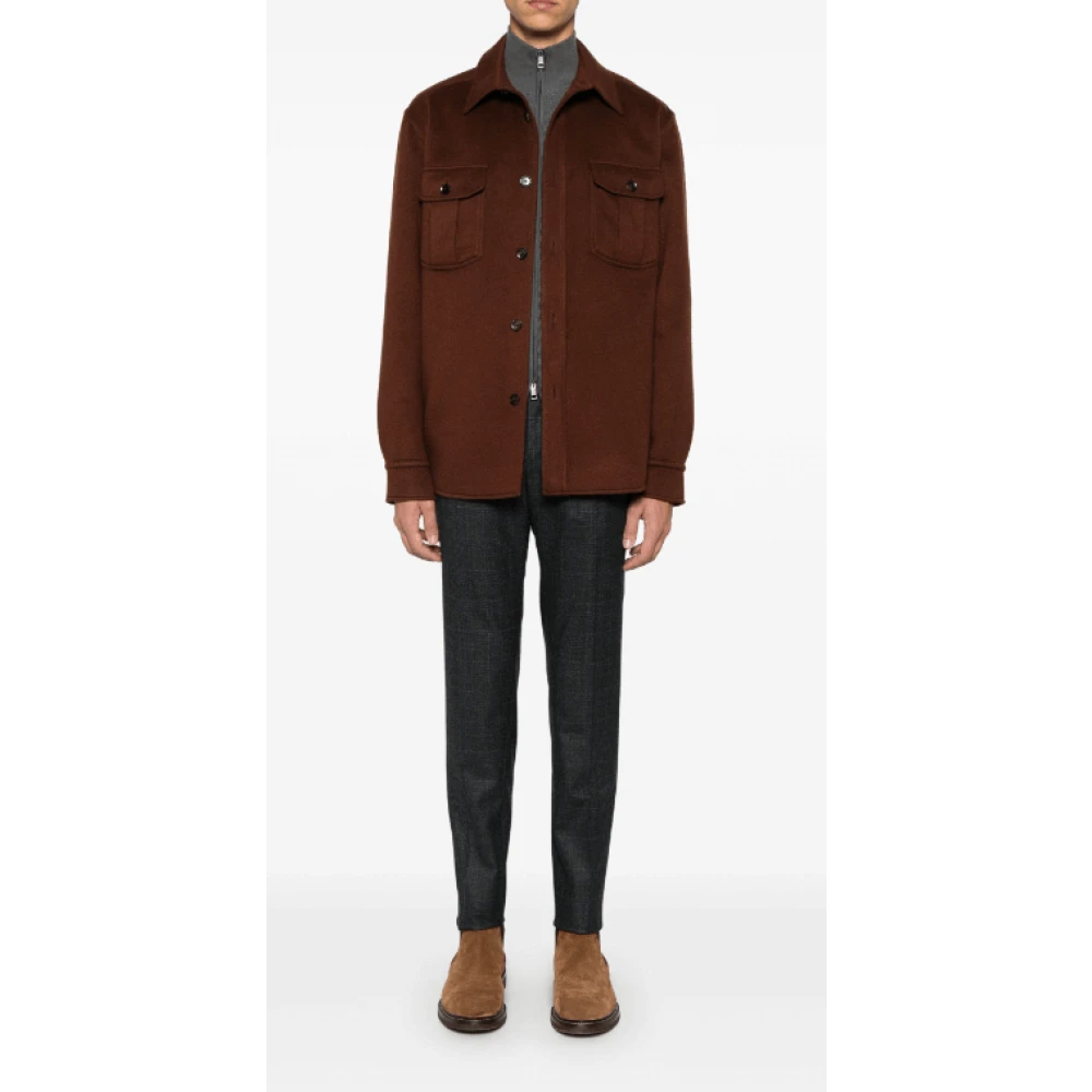 Brioni Gestructureerde Katoen-Zijde Cardigan met Rits Gray Heren