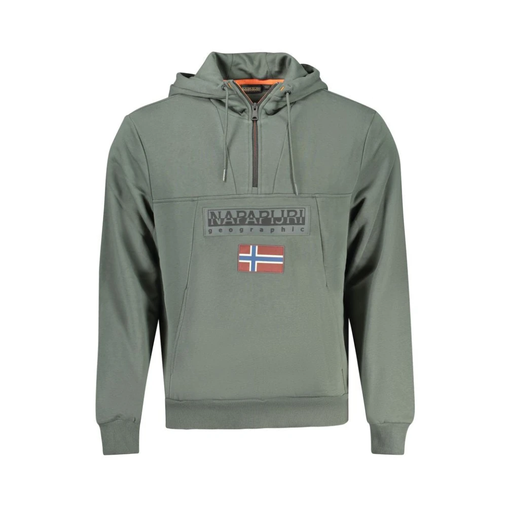 Napapijri Groene Katoenen Hoodie met Halve Rits Green Heren