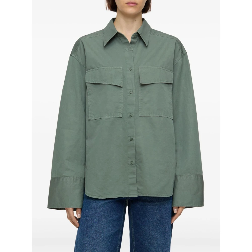 closed Groene knoopshirt met zakken Green Dames