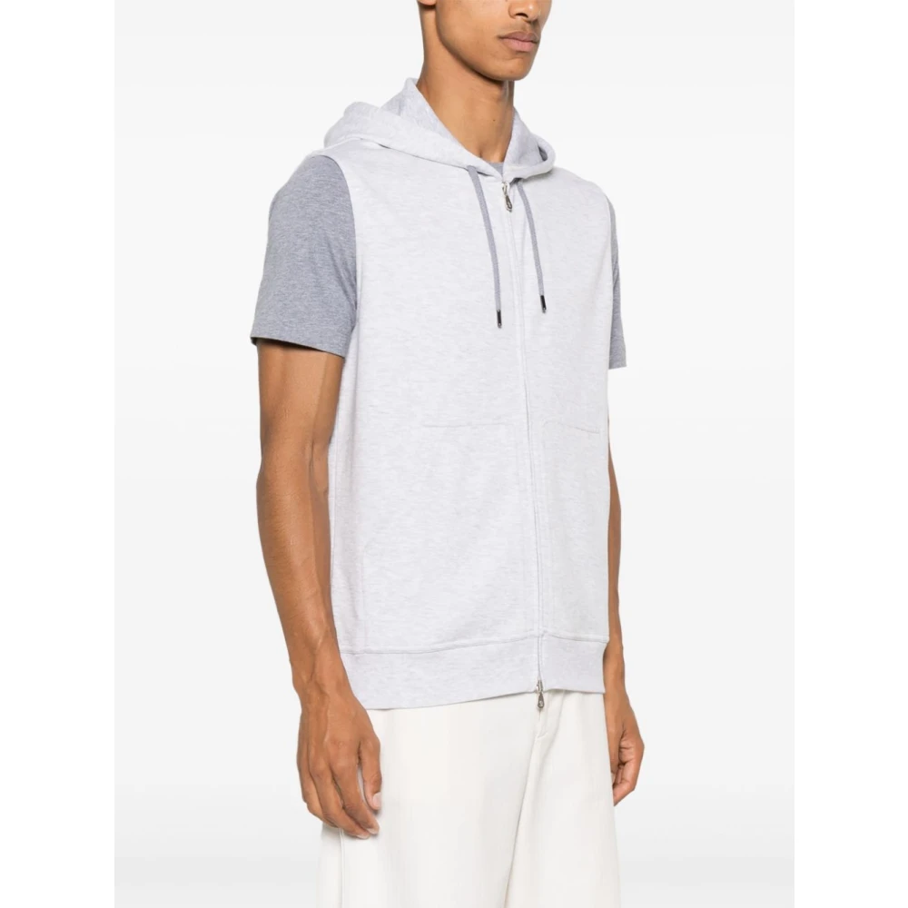 BRUNELLO CUCINELLI Grijze Hoodie Sweater Jersey Katoen Gray Heren