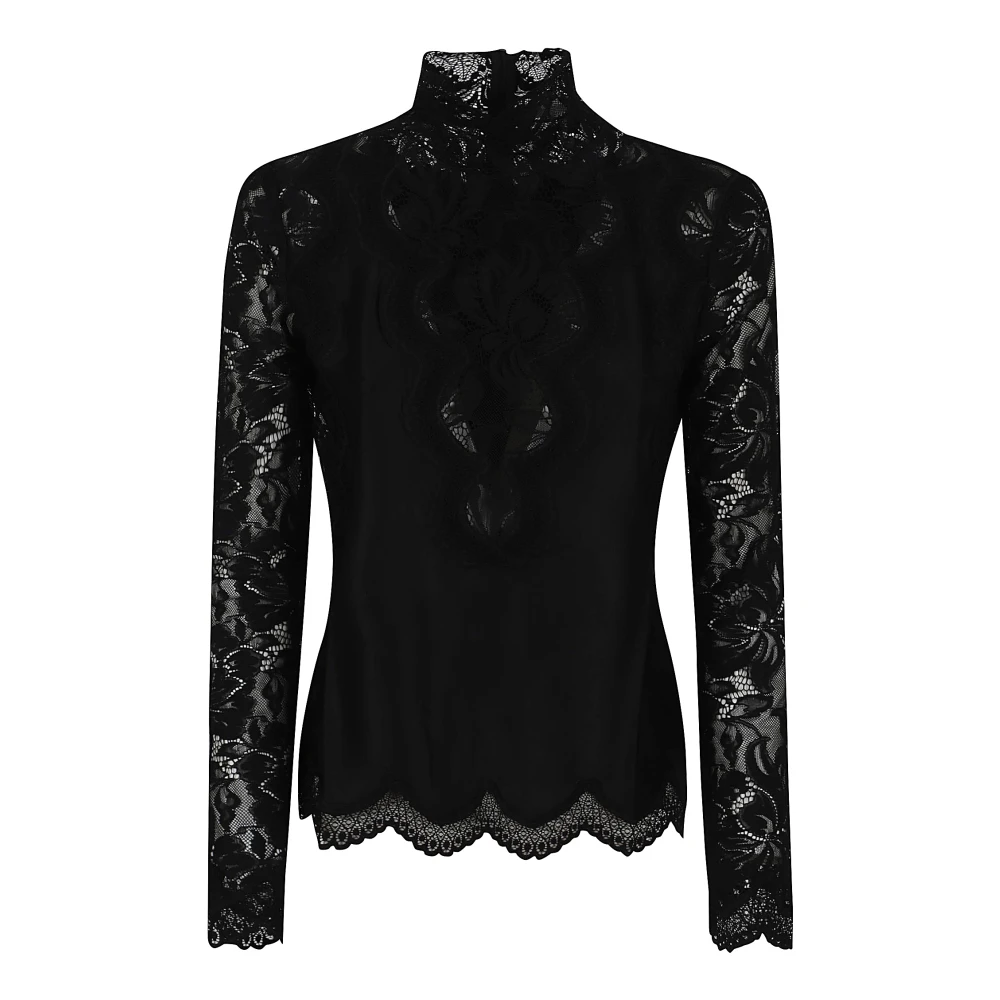 Paco Rabanne Zwarte Kant Stretch Top Black Dames