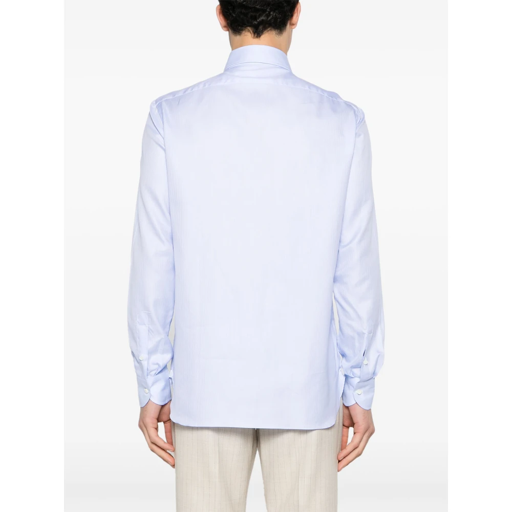 Borrelli Italiaans katoenen overhemd 100% katoen Blue Heren