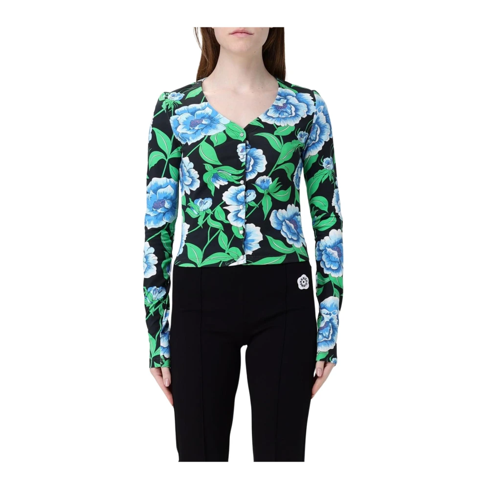 Kenzo Women's Multicolor Long Sleeve T-Shirts, Xs, Floral Print Top With Long Sleeves And Button Closure