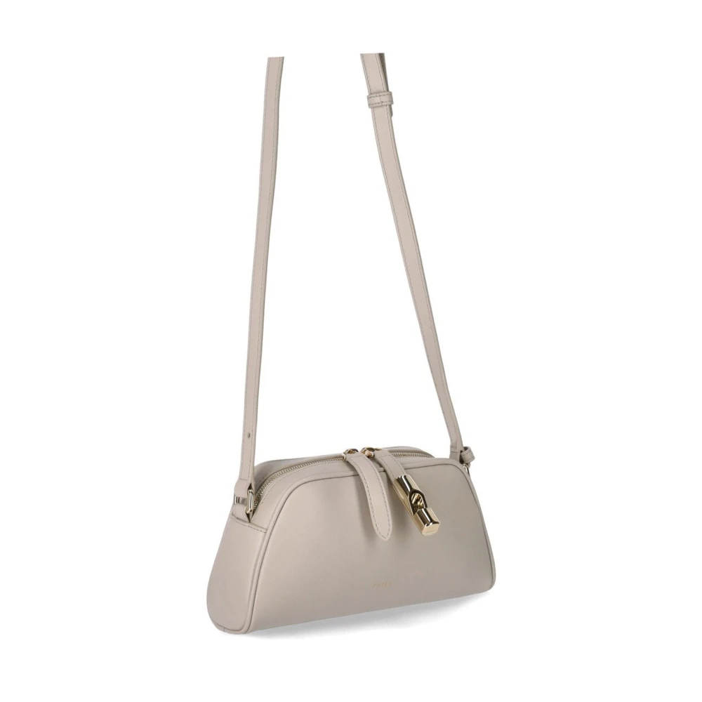 Furla Vanilla Mini Crossbody Tas met Glossy Finish Beige Dames