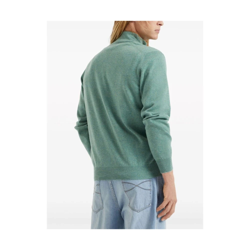BRUNELLO CUCINELLI Jade Groene Kasjmier Gebreide Trui Green Heren