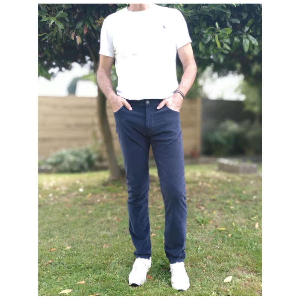Jacob Cohën Zachte Slim Fit Fluwelen Broek Blue Heren