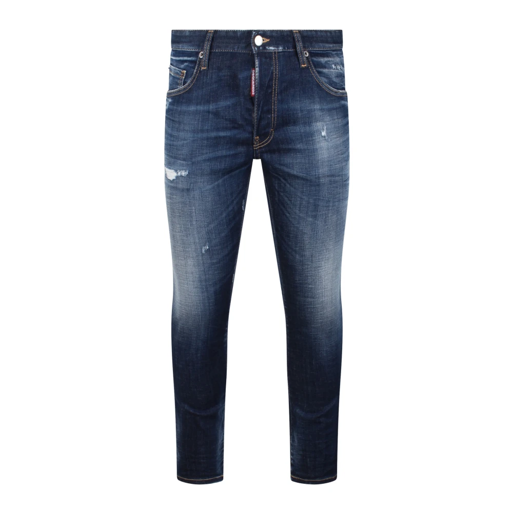 Dsquared2 Vintage Skater Jeans met Ripped Detail Blue Heren