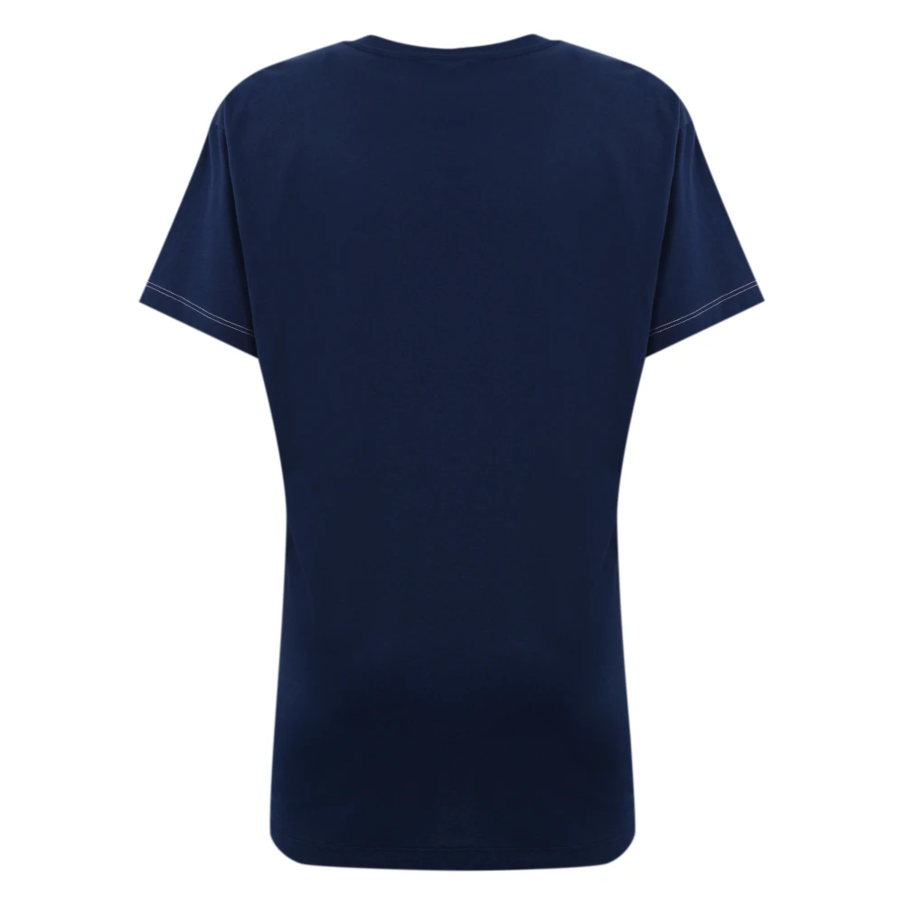 Elisabetta Franchi Blauw Katoenen T-shirt met Letterprint Blue Dames