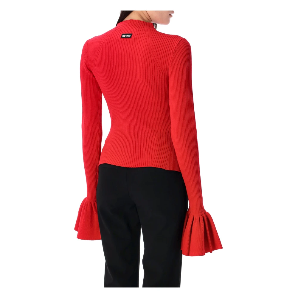 Rotate Birger Christensen High Neck Knit Top Red Dames