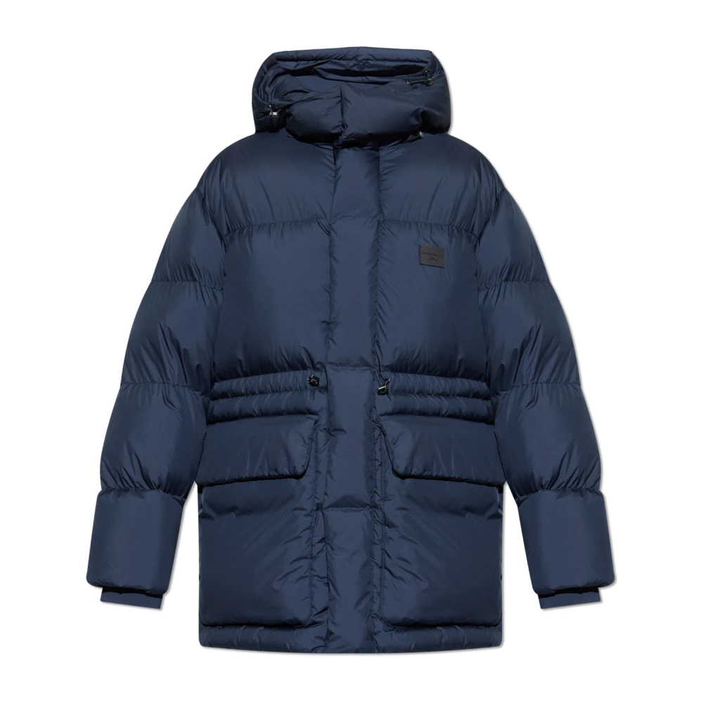 Emporio Armani Mannelijk Blauw Donsjack Met Afneembare Capuchon