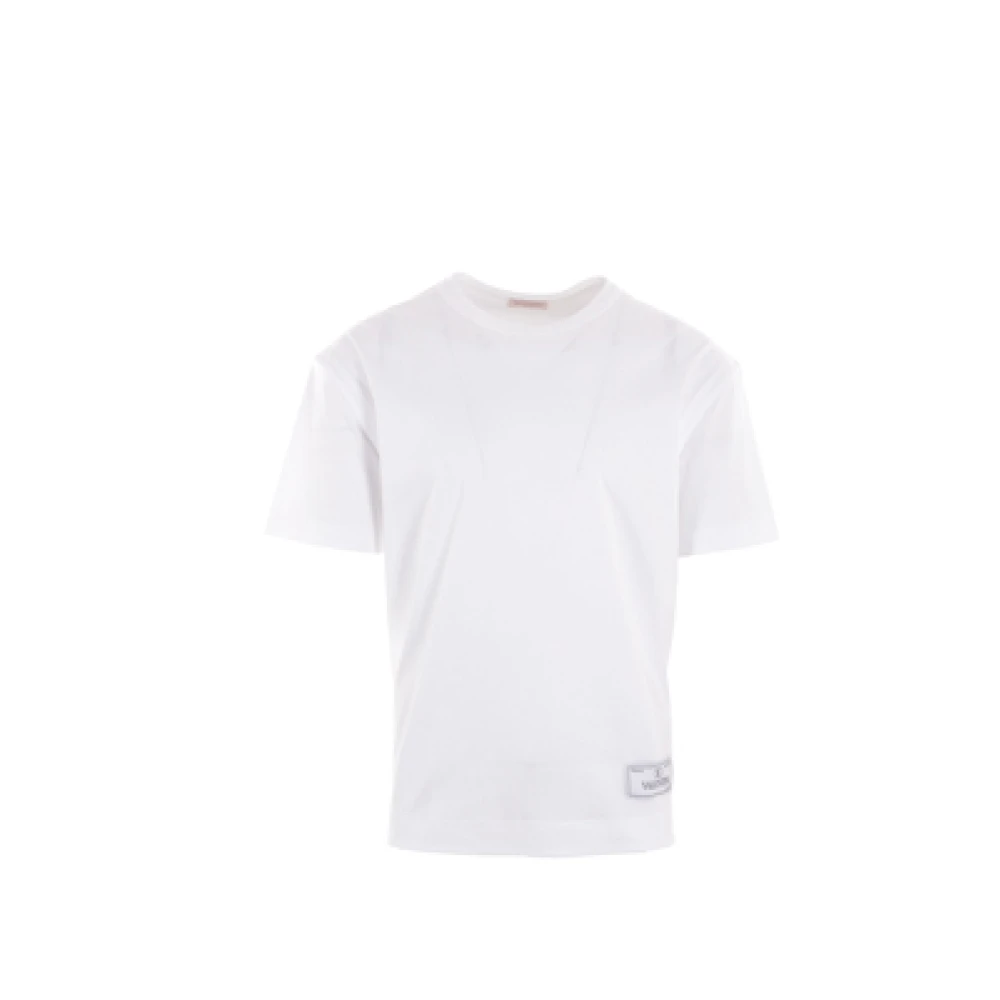 Valentino Garavani Witte Katoenen T-shirt met Logo Label White Heren