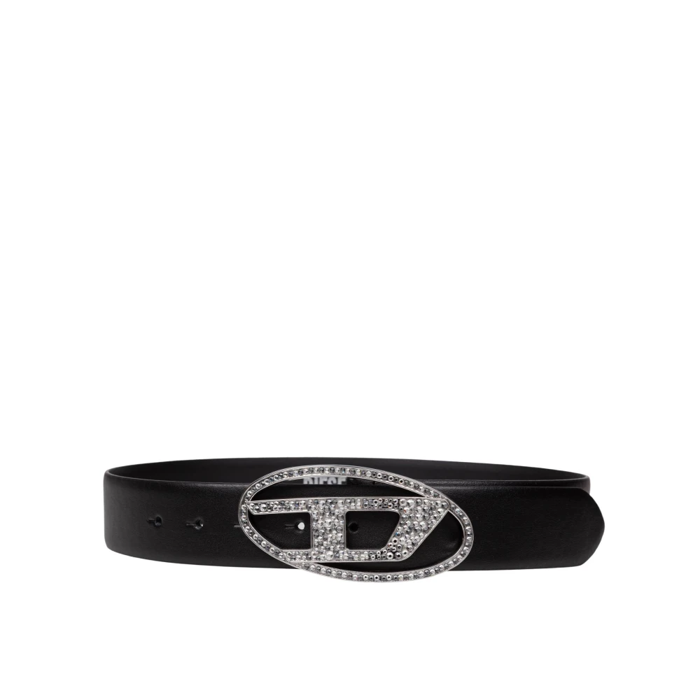 Diesel Unisex Black Belts, 80 Cm, Oval Buckle Leather Belt