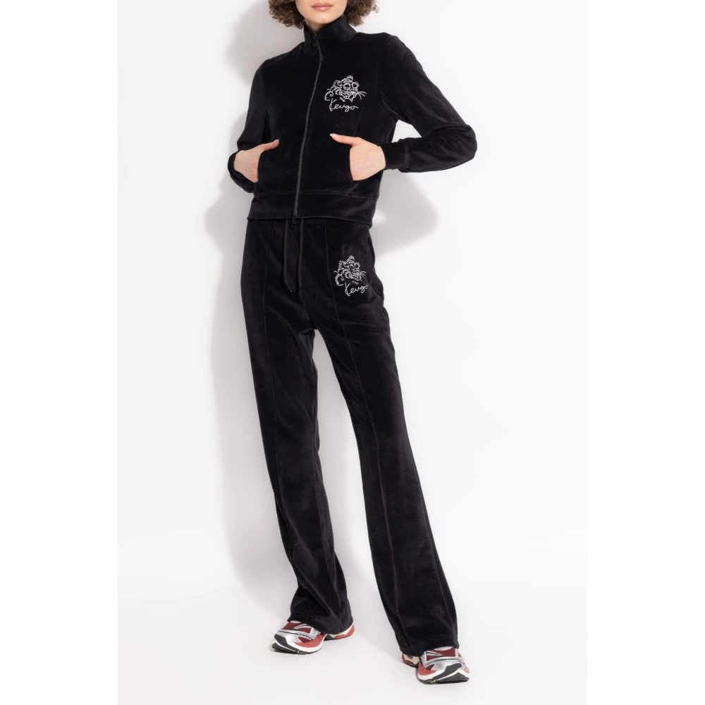Kenzo Fluwelen uitlopende broek Black Dames