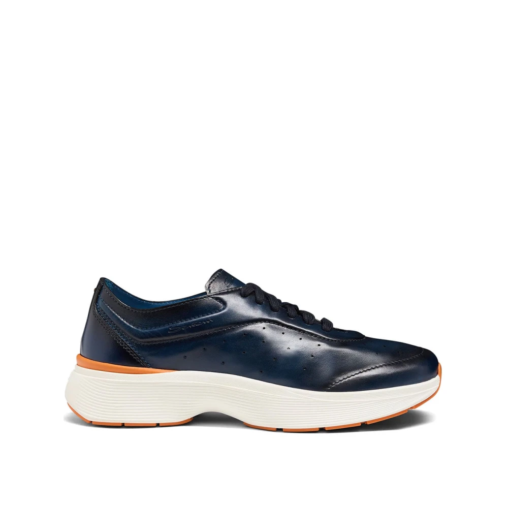 Santoni Men's Blue Sneakers, 6 1/2 Uk, Stylish Trainers For