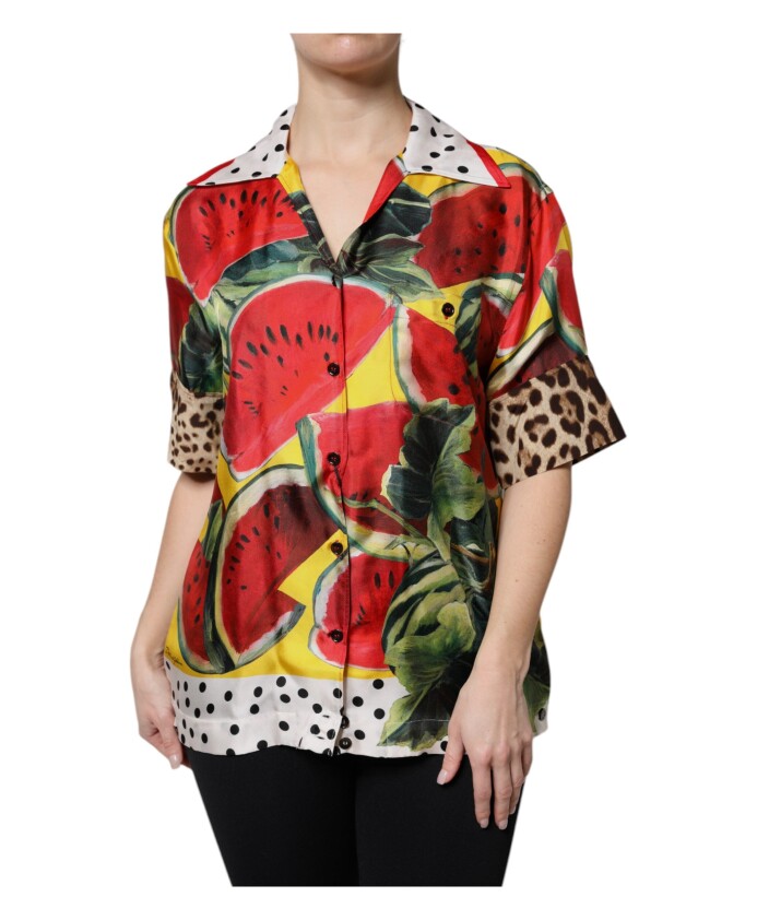 watermelon-print-collared-silk-shirt-top