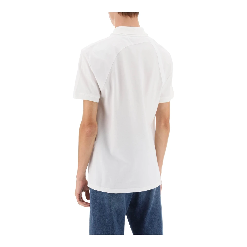 alexander mcqueen Polo Shirt met Selvedge Logo en Harnas Detailing White Heren
