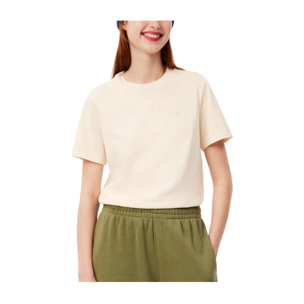 Lacoste Elegante T-shirt met korte mouwen Beige Dames