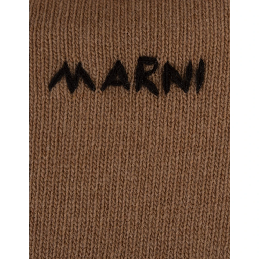 Marni Kameelwollen capuchontrui met contraststiksels Brown Dames