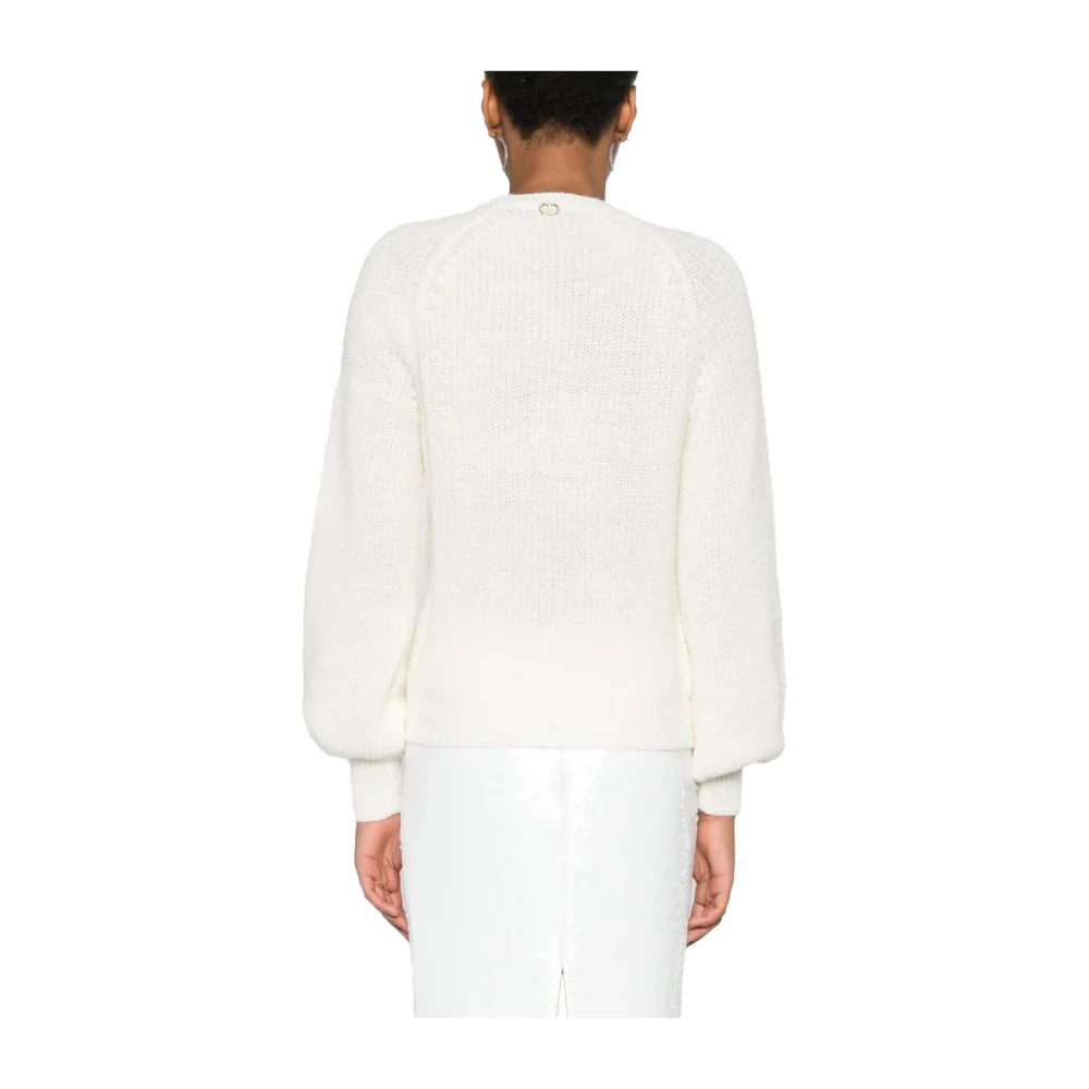 Twinset Bloemenapplicatie Wollen Trui White Dames