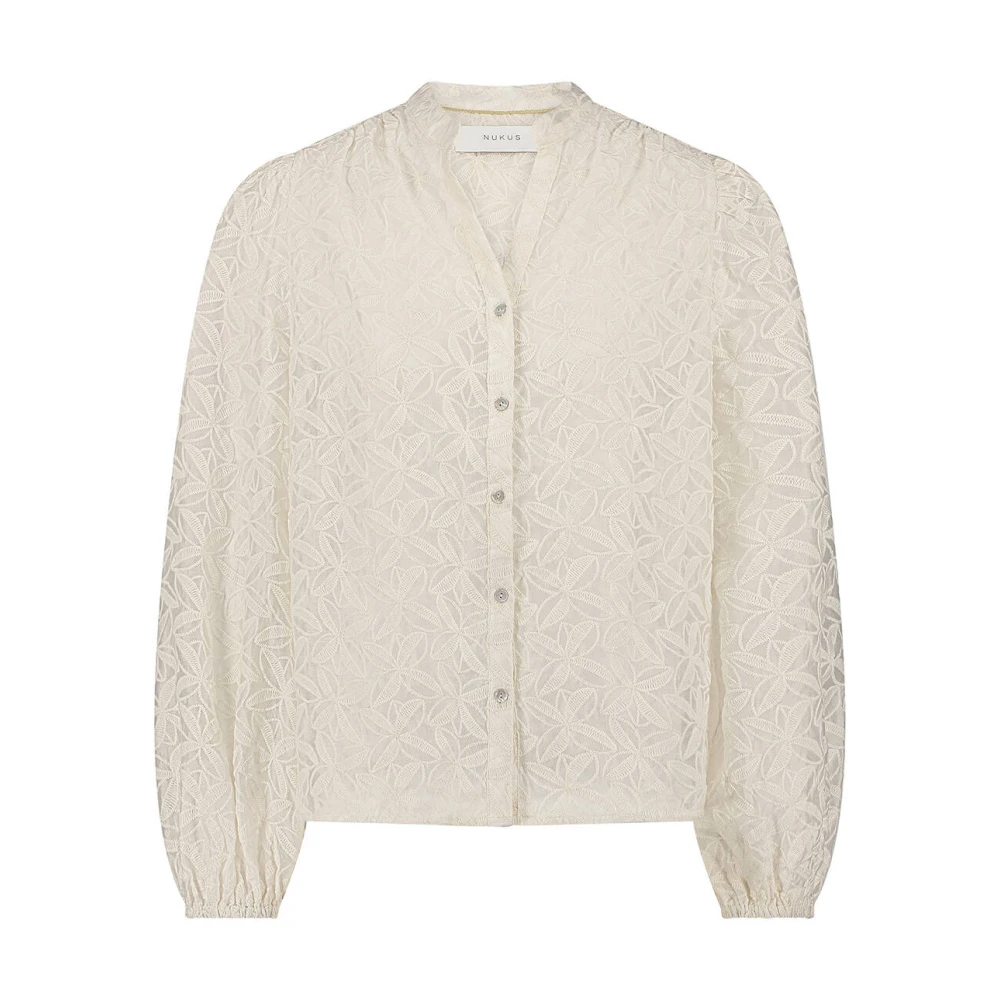 Nukus Geborduurde Malaga Blouse Beige Dames