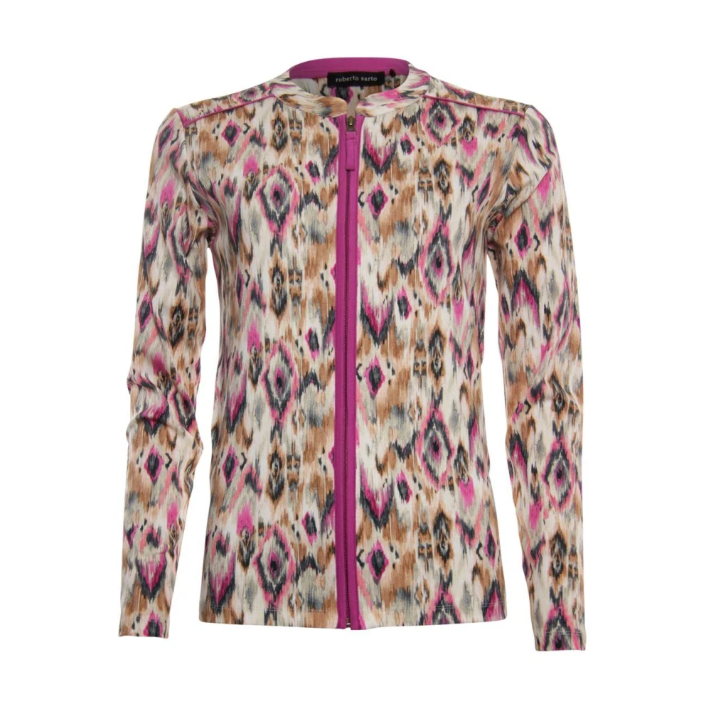 Roberto sarto Etnisch Print Vest Cardigan Multicolor Pink Dames