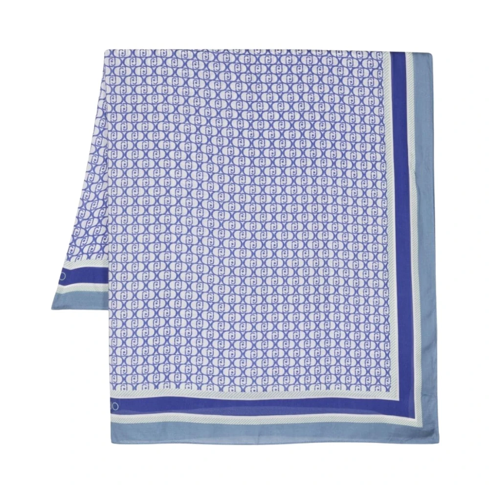 Liu Jo Blauwe Modal Monogram Sjaal Blue Dames