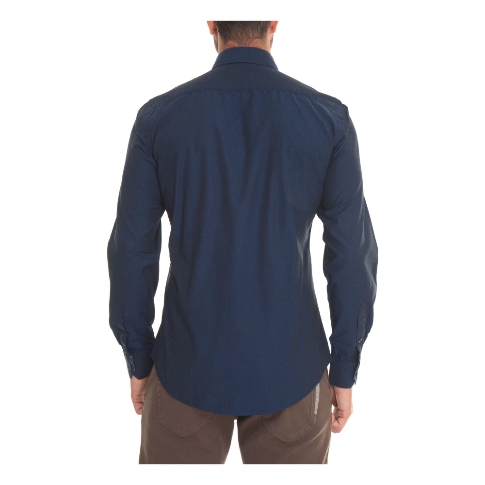 Harmont & Blaine Casual Overhemd met Tegel Micro Print Blue Heren