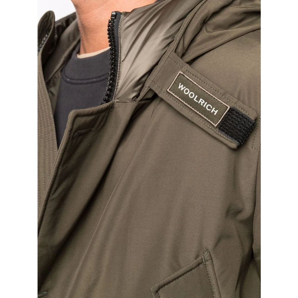 Woolrich Groene Gewatteerde Hoodiejas Green Heren