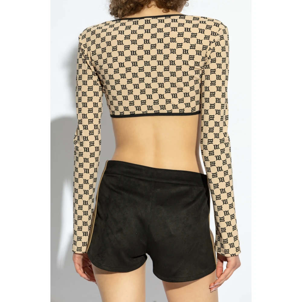 Misbhv Korte top met monogram Beige Dames
