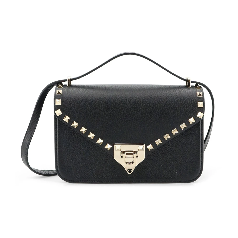 Valentino Garavani Women's Black Studded Flap Crossbody Bag - Cross Body Bags - One Size - Bags