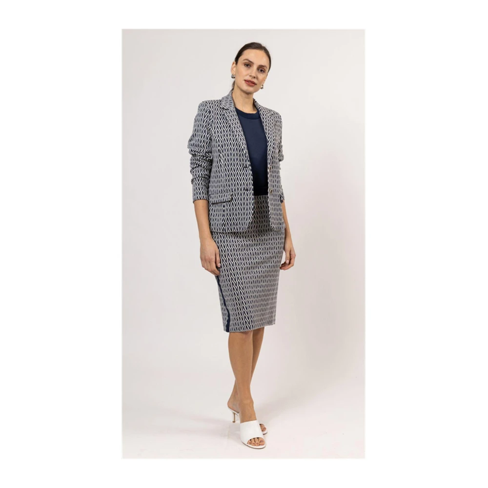 Roberto sarto Navy-Offwhite Rok Blue Dames