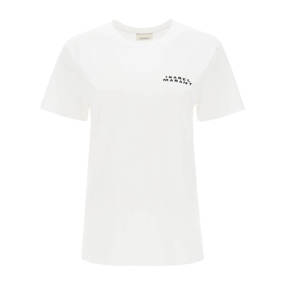 Isabel marant Organisch Katoenen Logo Geborduurd T-Shirt White Dames