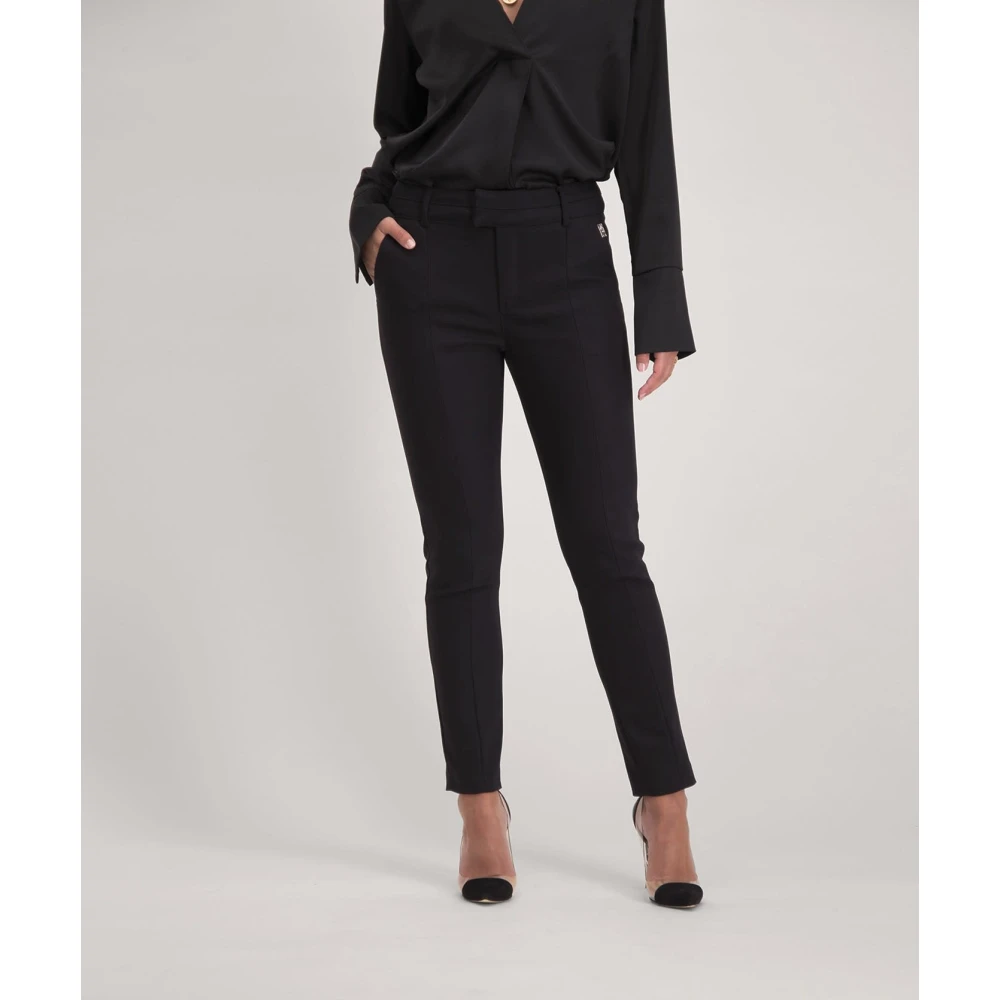 Josh V Hoge taille zwarte taps toelopende broek Black Dames